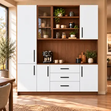 Belvaryona 180 cm Boy Dolaplı Üç Nişli Lake Kahve Köşesi