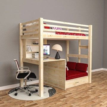 Çalışma Masalı Doğal Ahşap Ranza