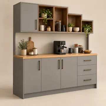 Selyora 155 cm Kademeli Raflı Düz MDF Kahve Köşesi