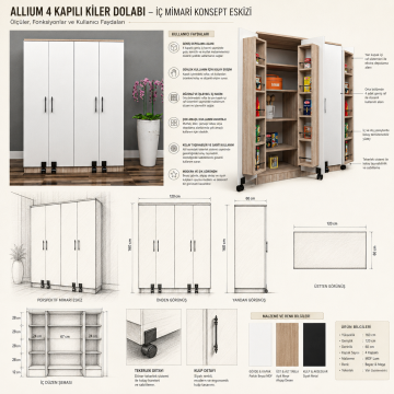 Allium 4 Kapılı Kiler Dolabı