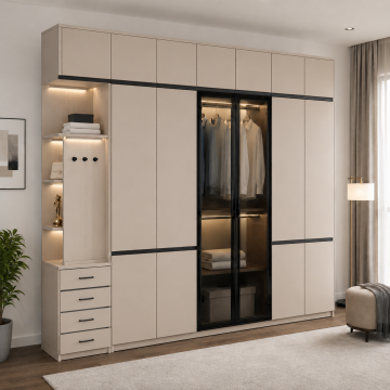 Monaco walnut reflekte camlı gardırop*