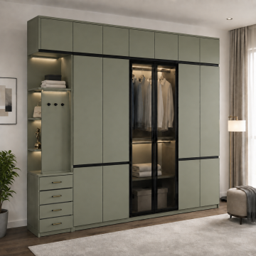 Monaco walnut reflekte camlı gardırop*