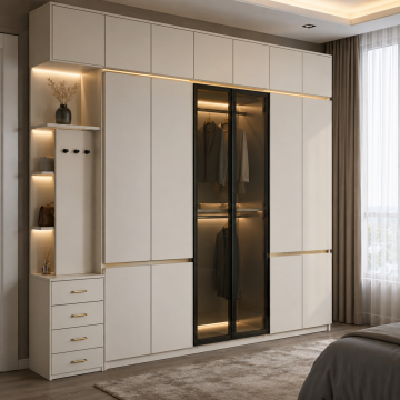 Monaco walnut reflekte camlı gardırop*