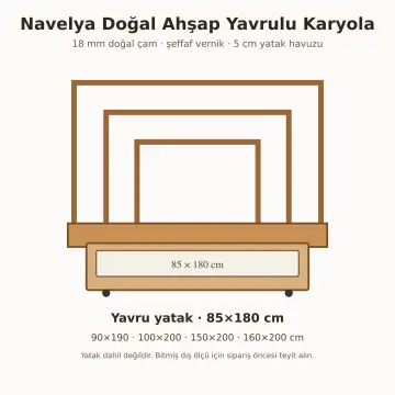 Navelya Doğal Ahşap Yavrulu Karyola