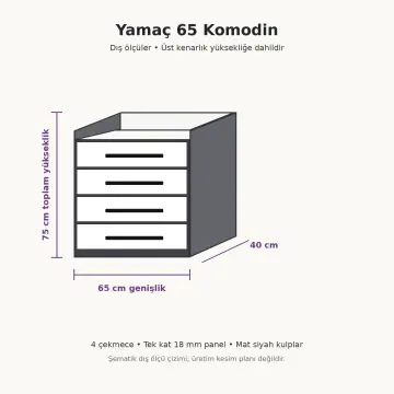 Yamaç 65 Dört Çekmeceli Yüksek Komodin