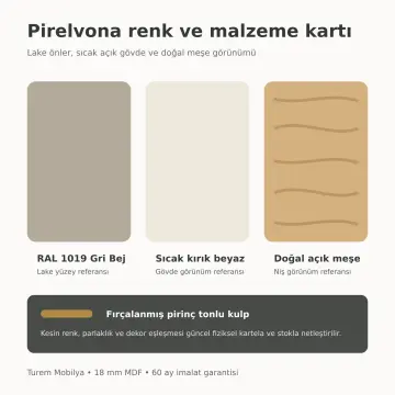 Pirelvona Lake Yan Yana İki Makineli, Çift Sepetli, Açık Tekstil ve Katlama Nişli Servis Dolabı 230 cm