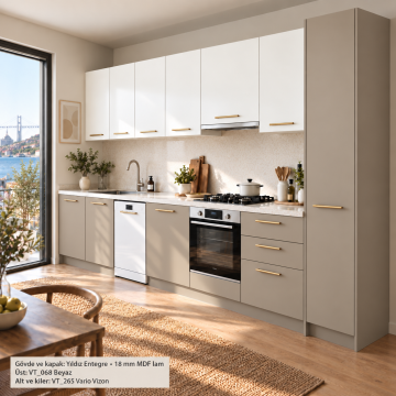Arvenya MDF Kapaklı Düz Mutfak Dolabı – 40 cm Kilerli