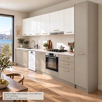 Arvenya MDF Kapaklı Düz Mutfak Dolabı – 40 cm Kilerli