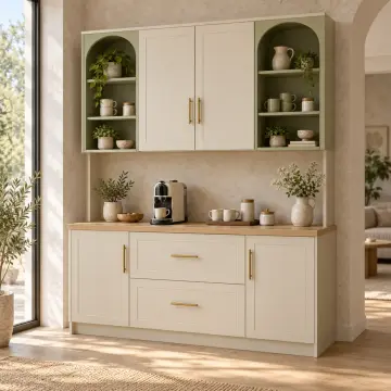 Mirenza 150 cm Çift Kemerli Yan Raflı Membran Kahve Köşesi