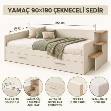 Yamaç 90x190 Çekmeceli Sedir