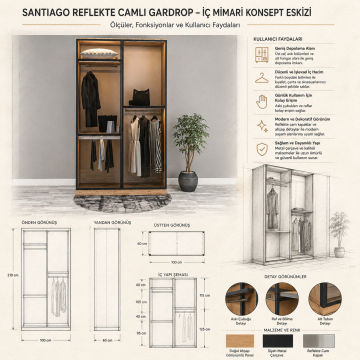 Santiago Reflekte Camlı Gardrop