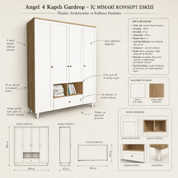 Angel 4 Kapılı Gardrop