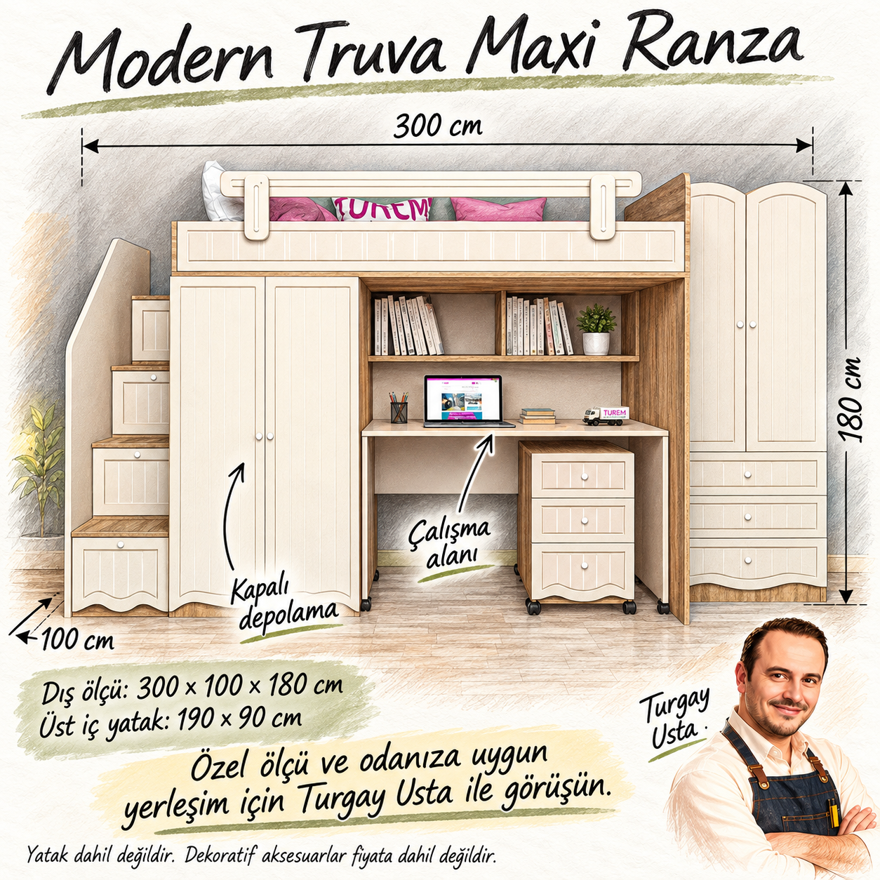 Modern Truva Maxi Ranza Turgay Usta ölçü ve kullanım eskizi