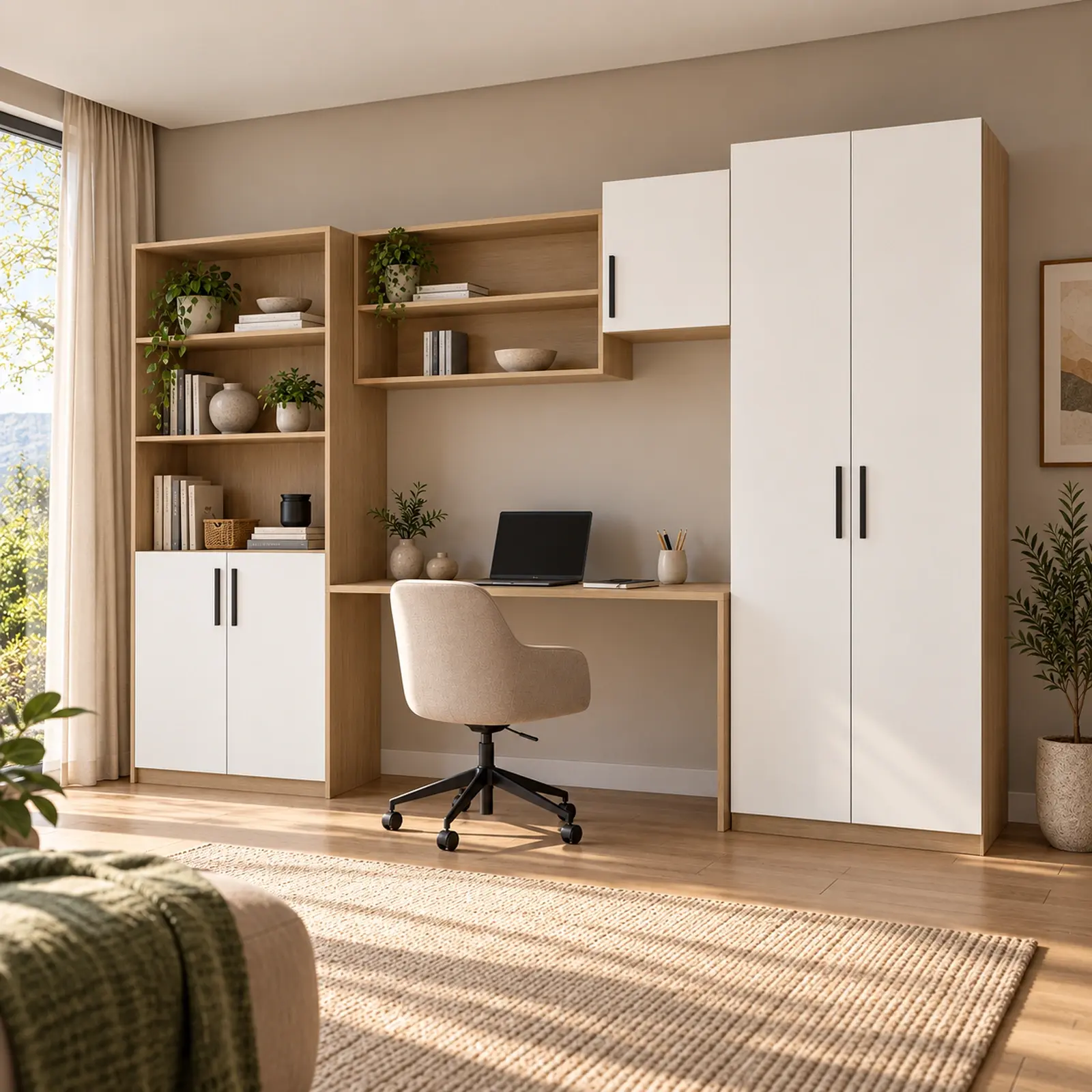Tarenis 260 Tek Kişilik Kademeli Kitaplıklı Gardıroplu Çalışma Masası