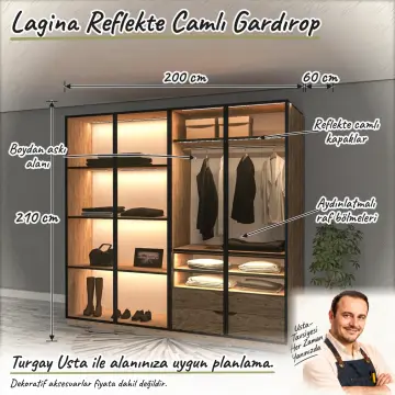 Lagina Reflekte Camlı Gardırop
