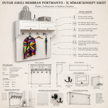 Duvar Askılı Membran Portmanto