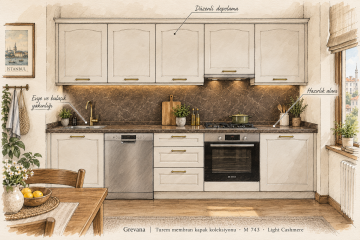 Grevana Membran Düz Mutfak Dolabı – M743 Light Cashmere