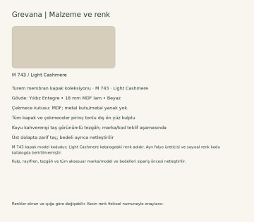 Grevana Membran Düz Mutfak Dolabı – M743 Light Cashmere
