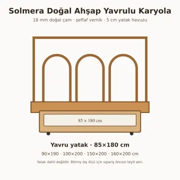 Solmera Doğal Ahşap Yavrulu Karyola