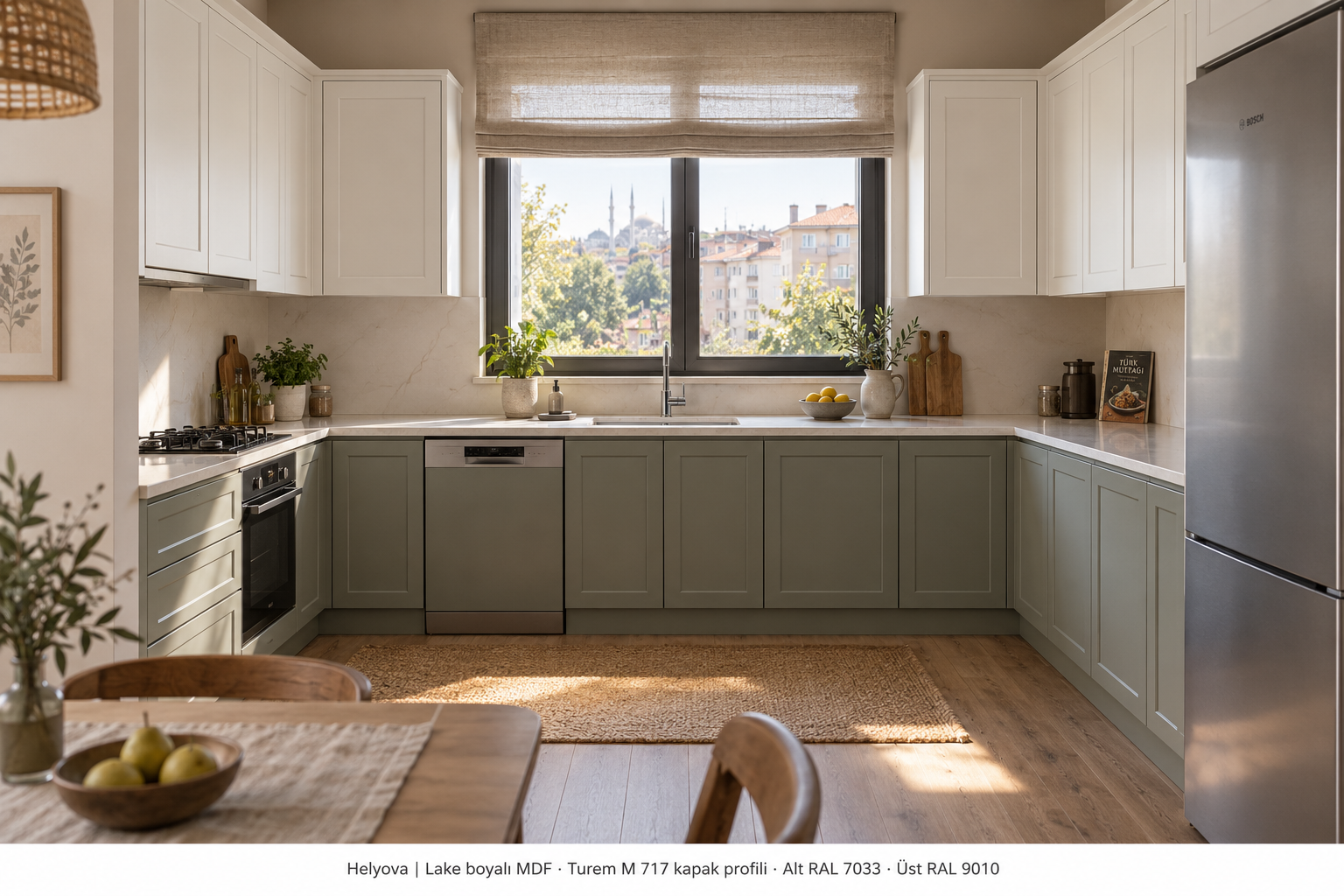 Helyova Lake U Mutfak Dolabı – RAL 7033 / 9010