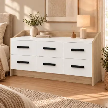 Yamaç 130 Altı Çekmeceli Yatay Şifonyer Sonoma Beyaz - Mdf