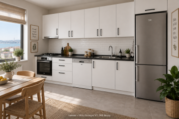 Iverna Beyaz MDF Düz Mutfak Dolabı – Yıldız VT068