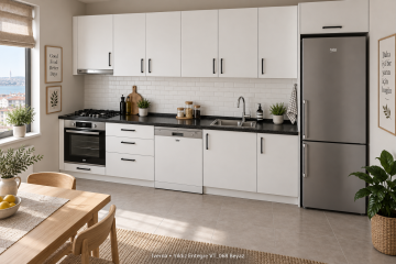 Iverna Beyaz MDF Düz Mutfak Dolabı – Yıldız VT068