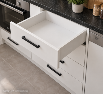 Iverna Beyaz MDF Düz Mutfak Dolabı – Yıldız VT068