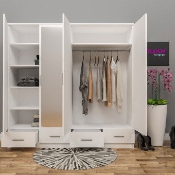 4 Kapılı 4 Çekmeceli Gardrop