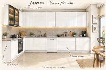 Jasmera AGT High Gloss Sol L Mutfak Dolabı – 601 Beyaz