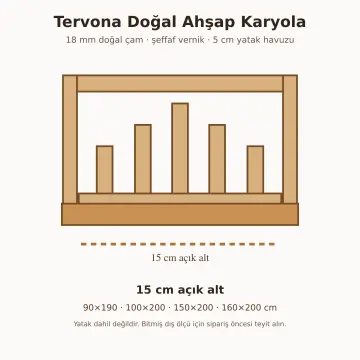 Tervona Doğal Ahşap Karyola