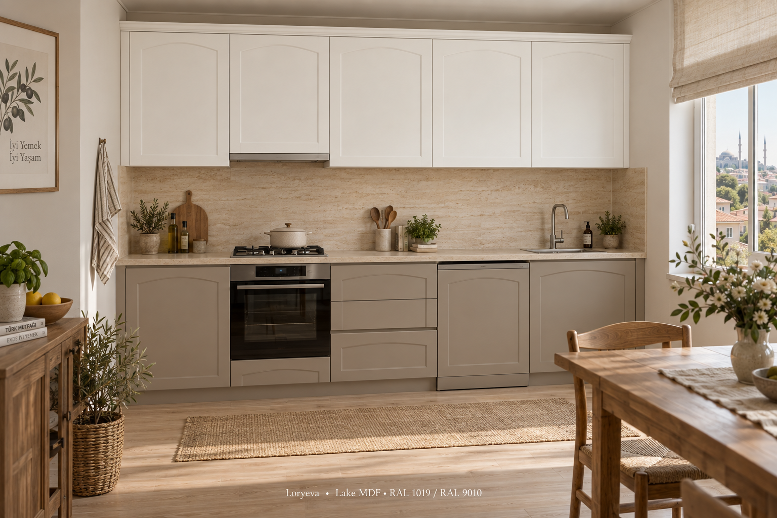 Loryeva Lake Düz Mutfak Dolabı – RAL 1019 / 9010