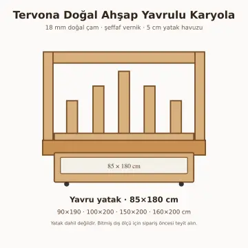 Tervona Doğal Ahşap Yavrulu Karyola