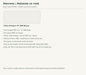 Mavrena Beyaz MDF Sol L Mutfak Dolabı – Yıldız VT068