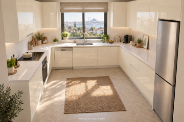 Nerova AGT High Gloss U Mutfak Dolabı – 605 Krem