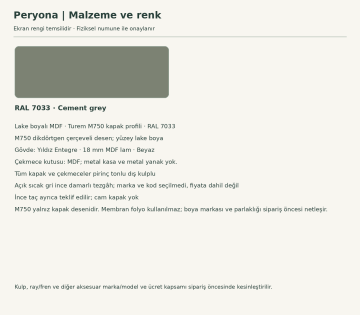 Peryona Lake Sağ L Mutfak Dolabı – RAL 7033
