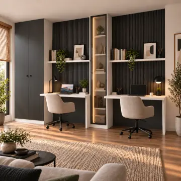 Lerova 360 Bronz Reflekte Cam Kitaplıklı İki Kişilik Gardıroplu Çalışma Masası