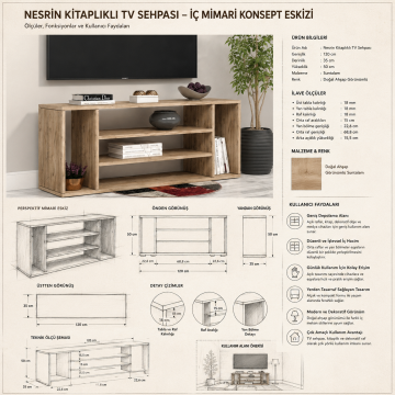 Nesrin Kitaplıklı Tv Sehpası