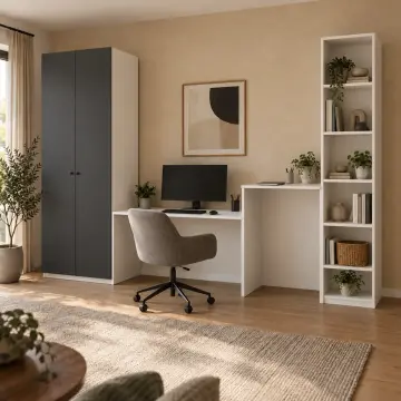 Serenta 300 Çift Yükseklikli Kitaplıklı Gardıroplu Çalışma Masası