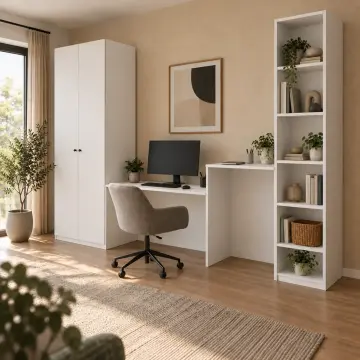 Serenta 300 Çift Yükseklikli Kitaplıklı Gardıroplu Çalışma Masası