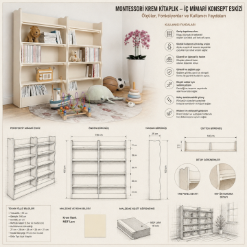 Montessori Krem Kitaplık