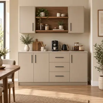 Elarissa 150 cm İki Yüzer Raflı Düz MDF Kahve Köşesi