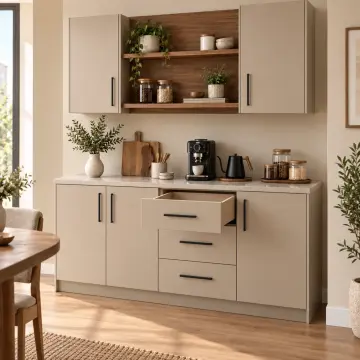 Elarissa 150 cm İki Yüzer Raflı Düz MDF Kahve Köşesi