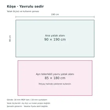 Köşe 90x190 Yavrulu Sedir