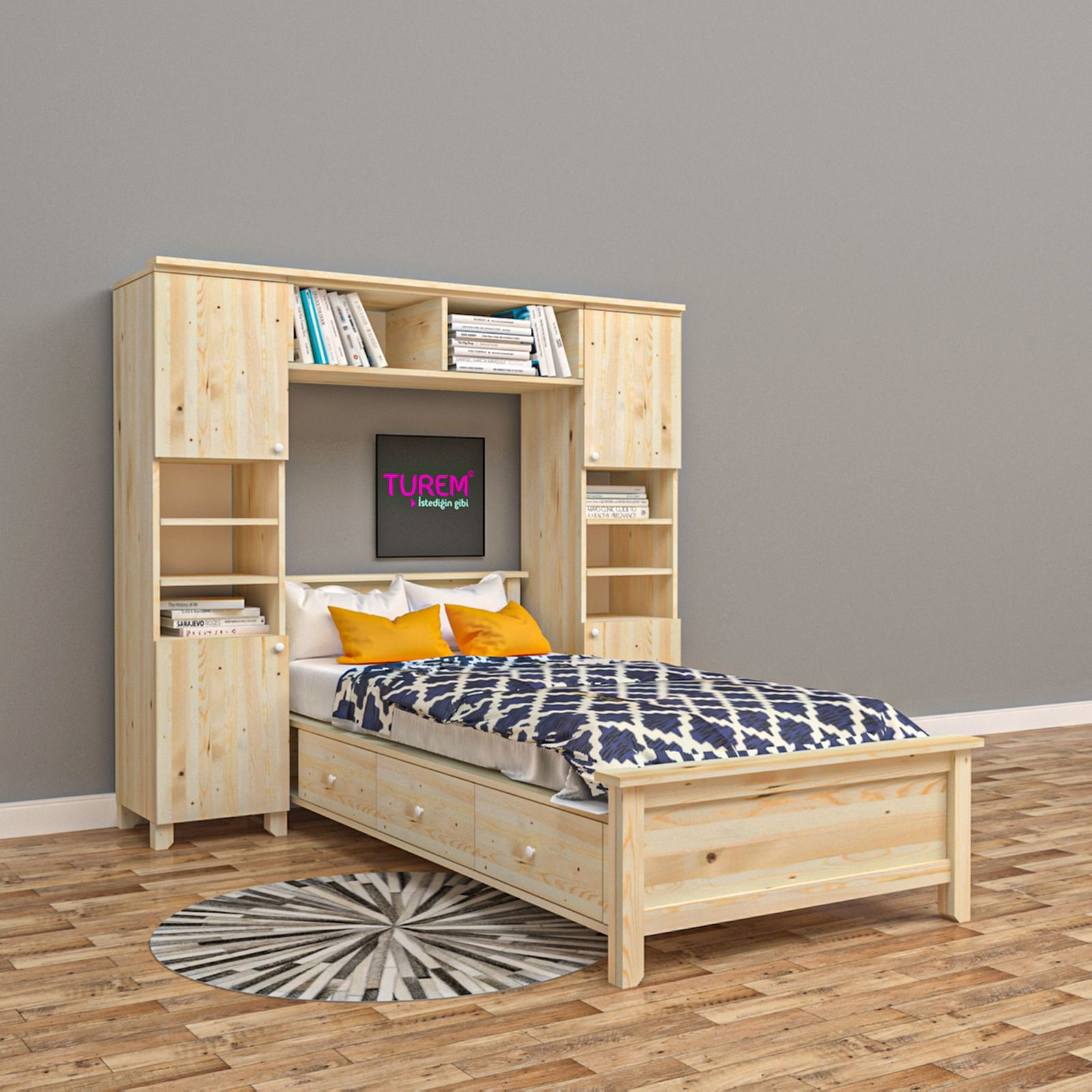 Perla Doğal Ahşap Yatak Üstü Gardrop