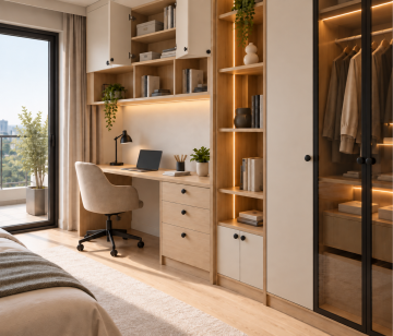 Sahra Sedef 315 Özel Ölçü Çalışma Masalı Gardıroplu Genç Odası Takımı