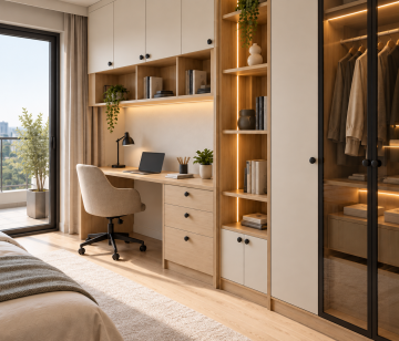Sahra Sedef 315 Özel Ölçü Çalışma Masalı Gardıroplu Genç Odası Takımı