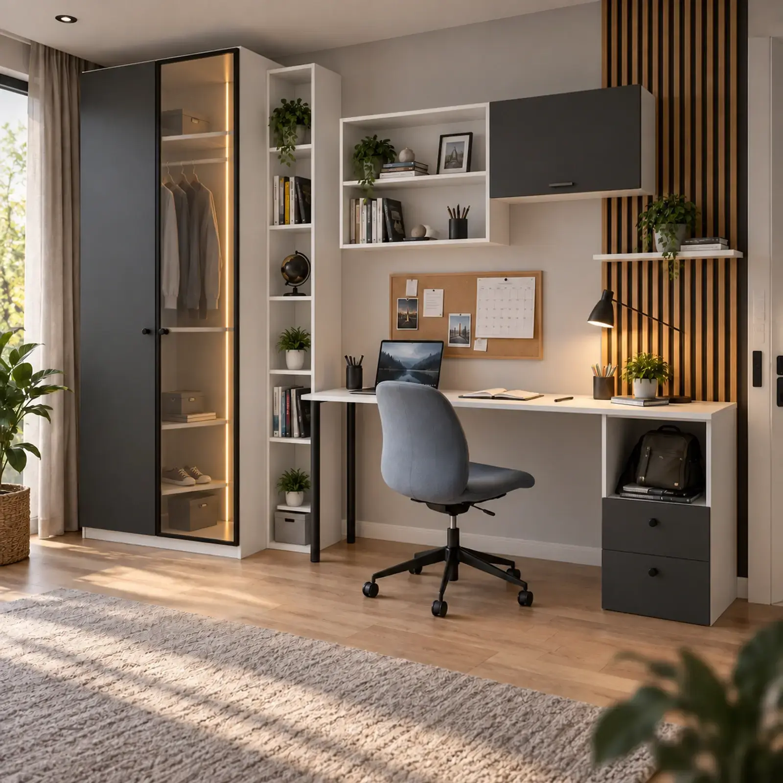 Talviora D290 Bronz Reflekte Camlı Çanta Gözlü Gardıroplu Genç Çalışma Alanı