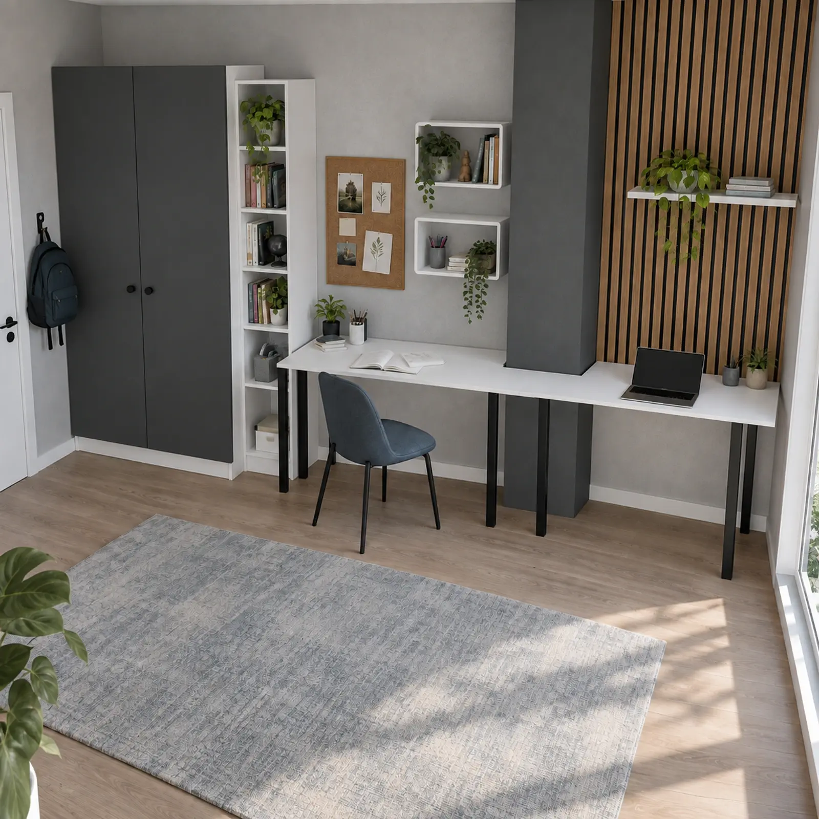 Neralyon K330 Kolon Çevresine Uyumlu Gardıroplu Genç Çalışma Alanı