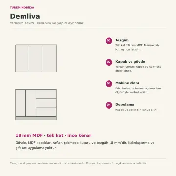 Demliva 120 cm Membran Kapaklı Kahve Köşesi
